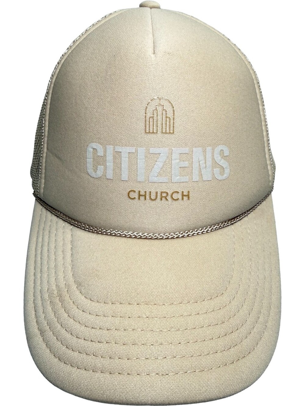 Citizens Church Trucker Hat Otto Snapback Cap Beige Rope Brim Birmingham, AL